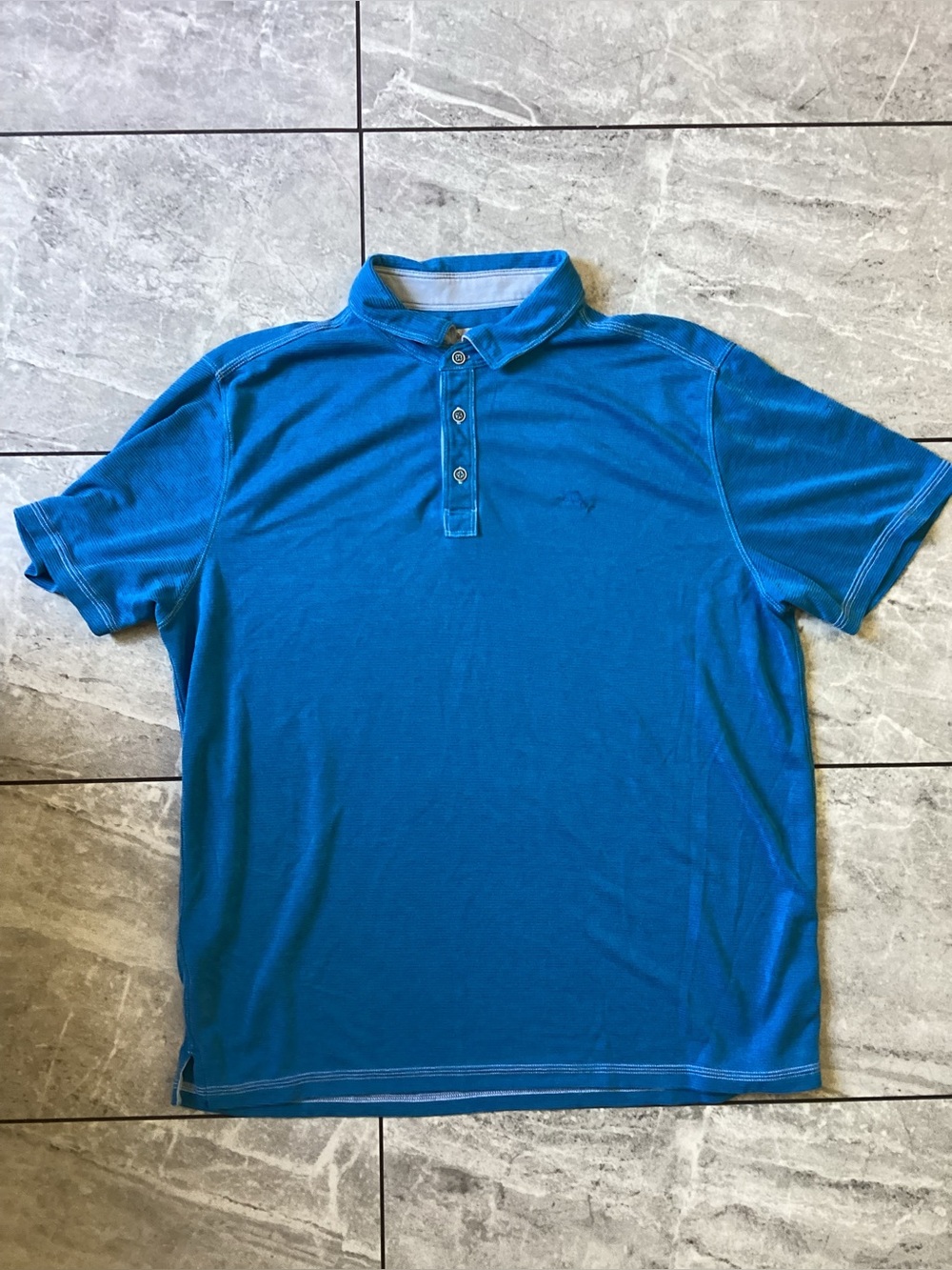 Tommy Bahama Mens XL Blue Tencel Modal Blend Short Sleeve Polo Shirt Marlin